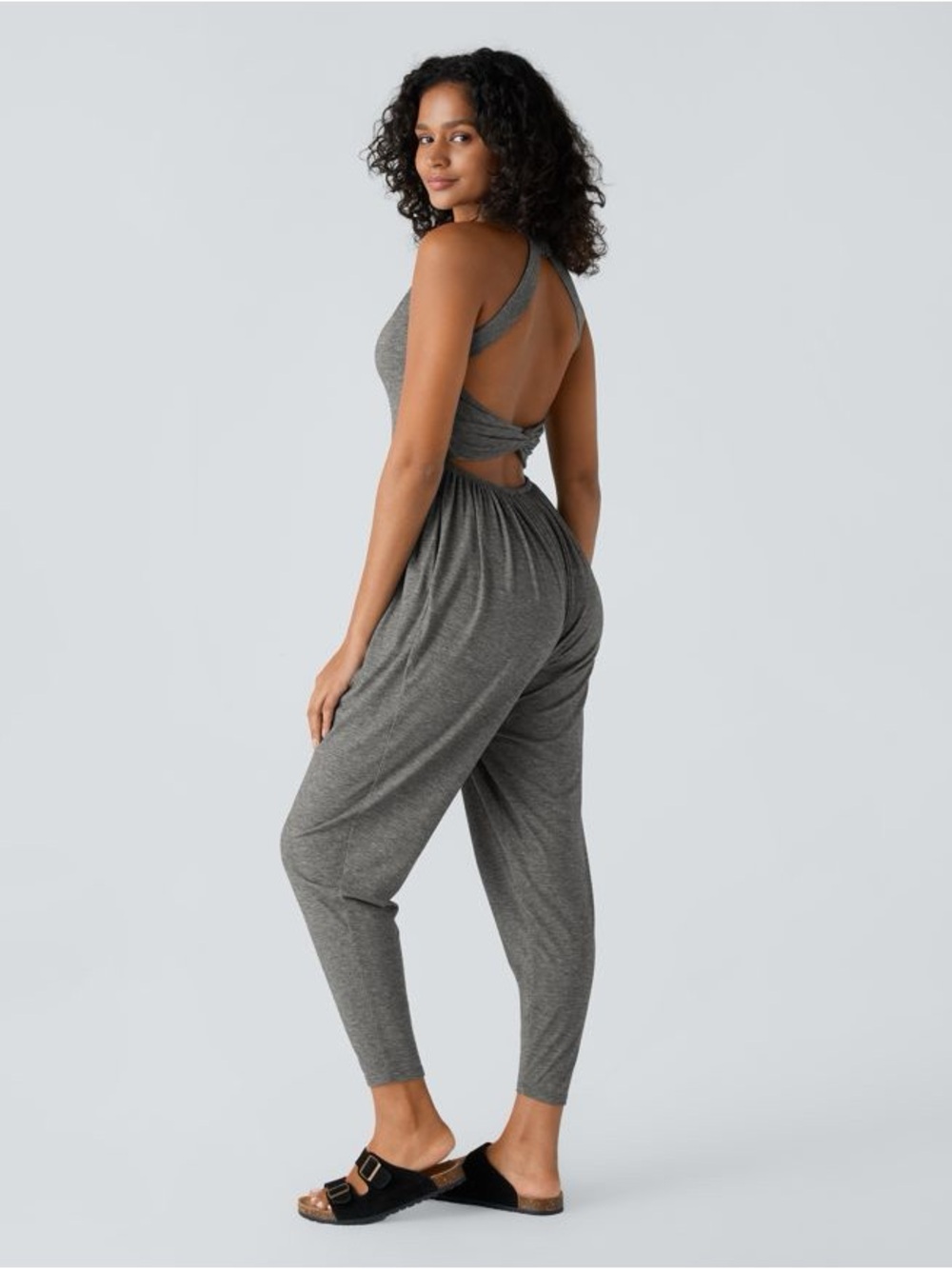 HALARA U Neck Pocket Harem Casual Jumpsuit-Easy Peezy Edition Heather Charcoal - Picture 5 of 10